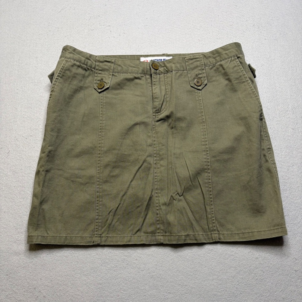 Anchor Blue Skirt Women 13 Green Cargo Mini Vintage Utility Cotton Twill EH02